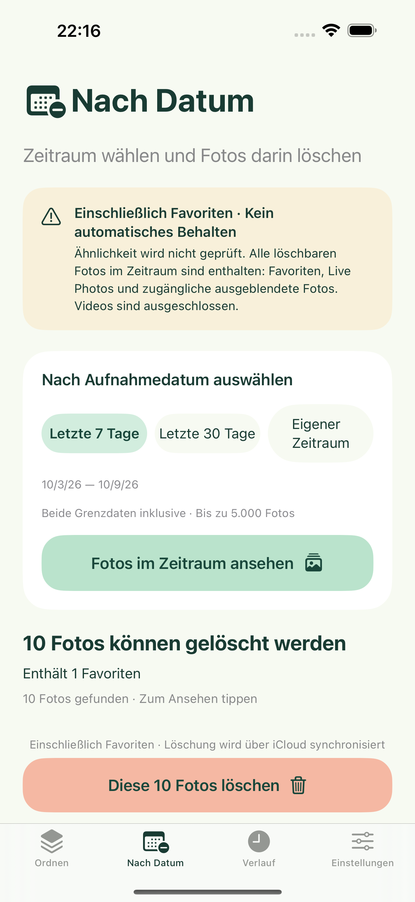 Sicher, dass du sie nicht mehr brauchst? Nach Datum bereinigen.