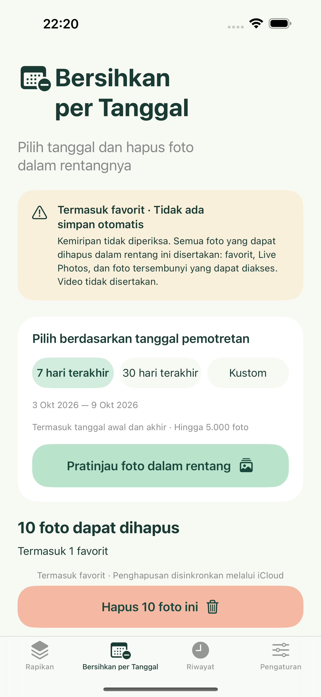 Yakin sudah tidak diperlukan? Bersihkan berdasarkan tanggal.