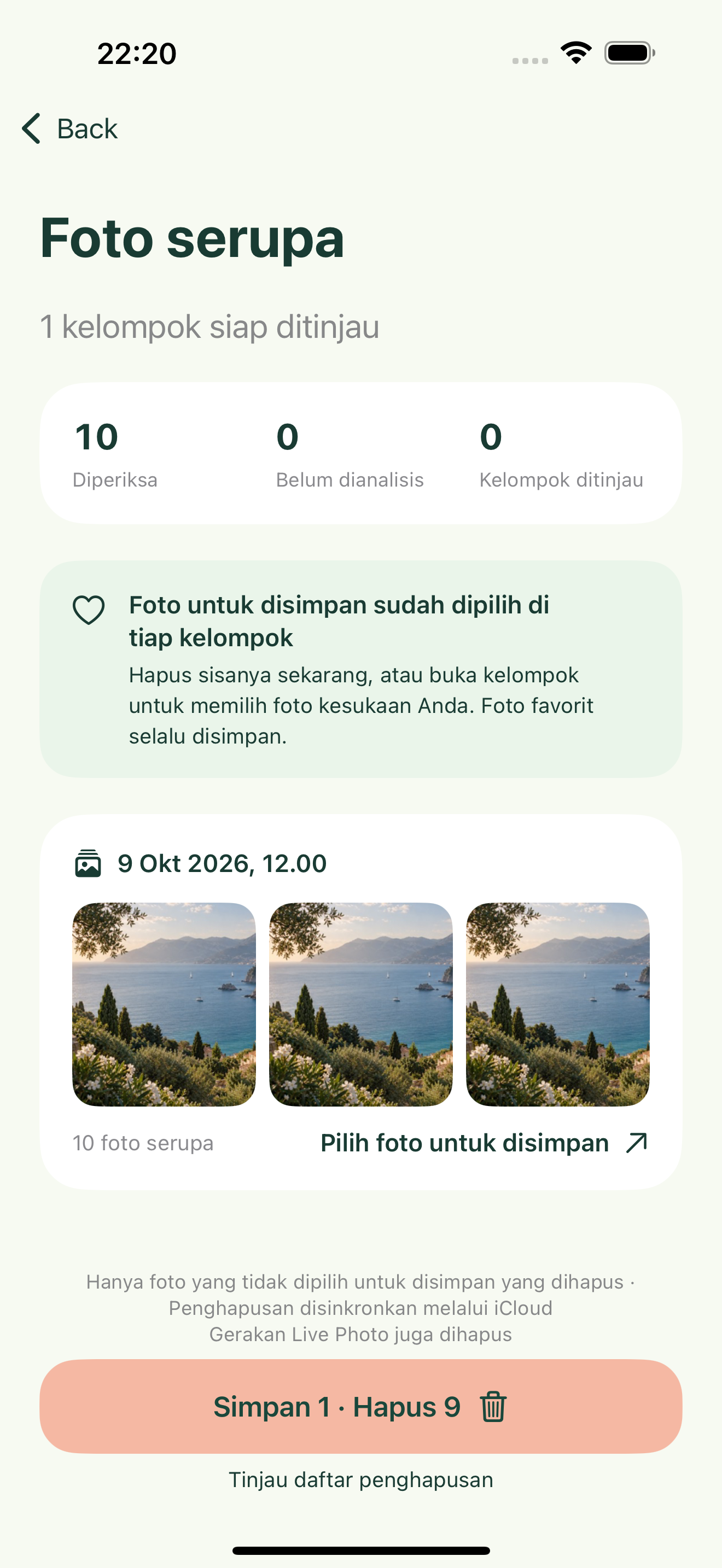 Simpan foto favorit Anda