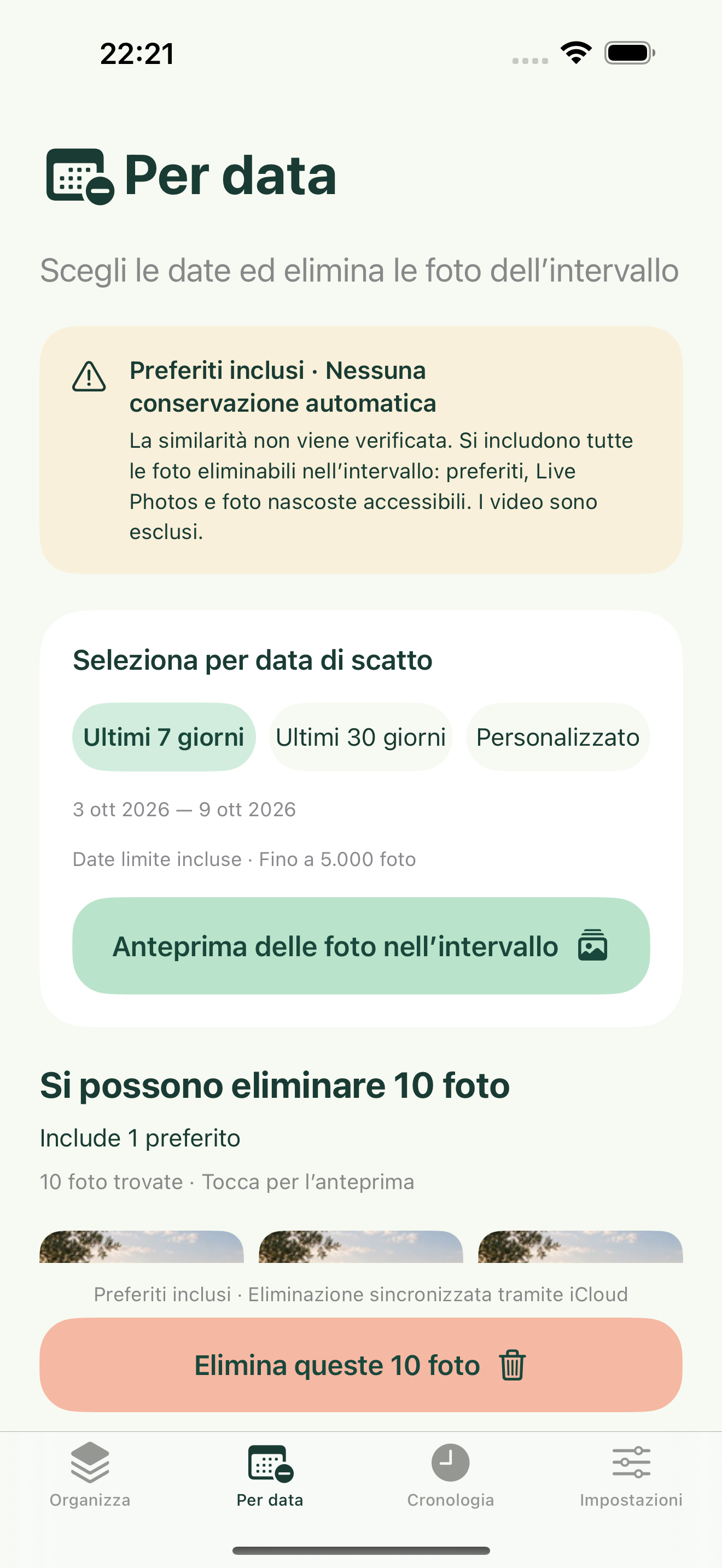 Sai già che non ti servono più? Pulisci per data.