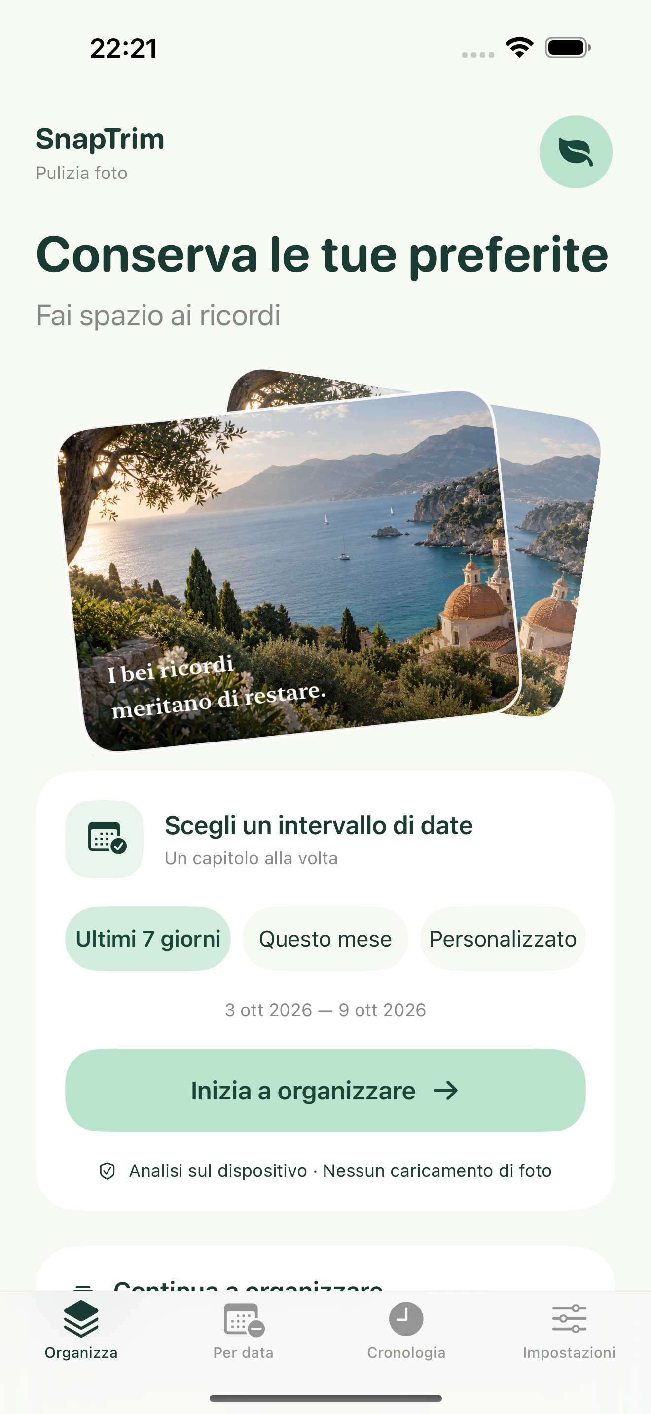 Scegli un intervallo di date